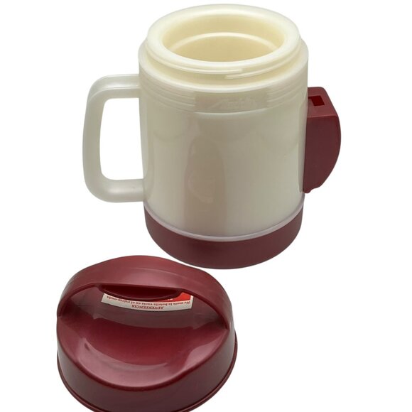 Vintage Aladdin Heat And Go Microwave Lunch Container White & Maroon No Spoon - Picture 2 of 7